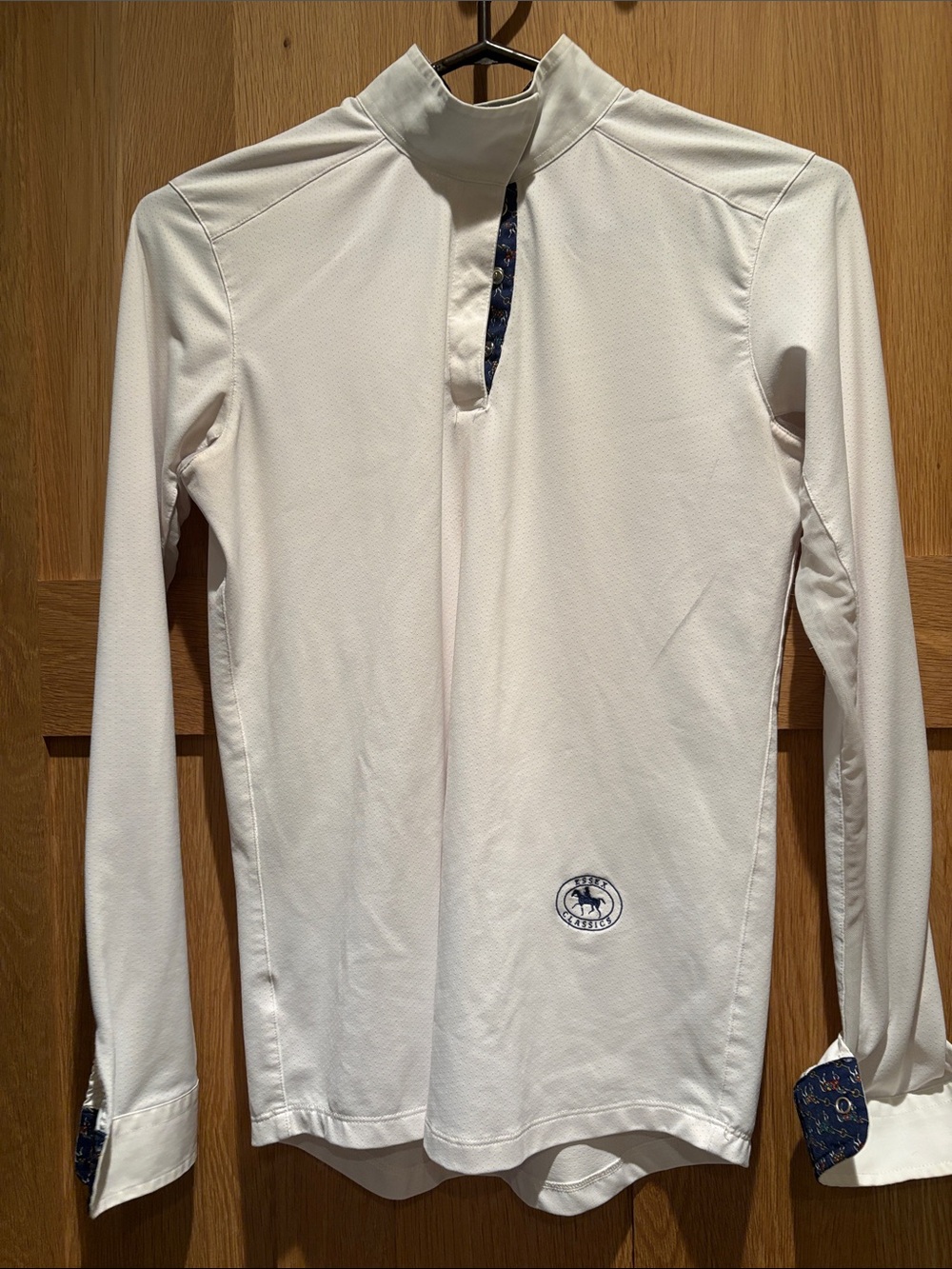 Kids White Long-Sleeve Equestrian Riding Shirt